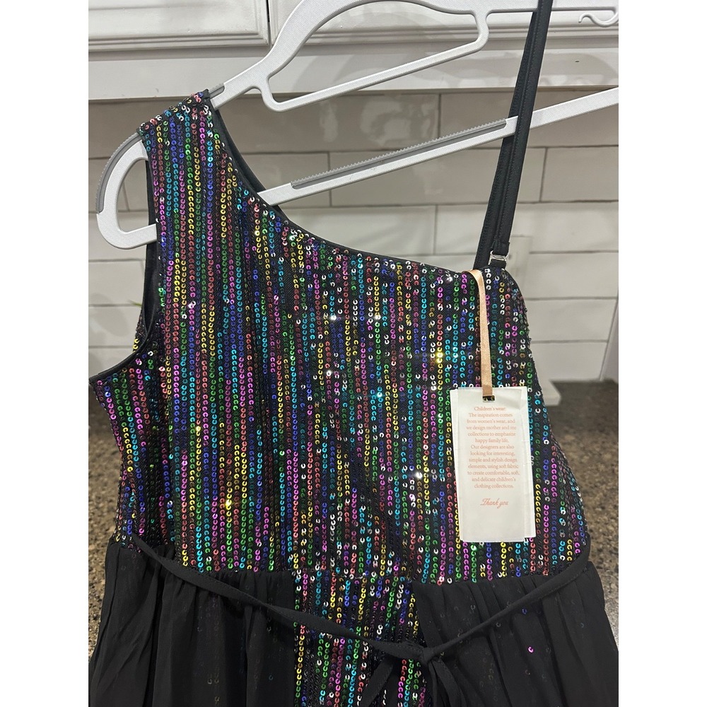 grave karin NWT black sequin dress‎ with sheer skirt 14 years